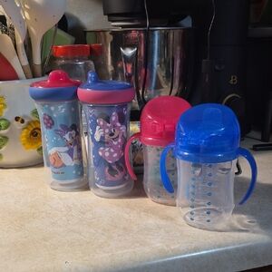 Disney Kids Sippy Cup Set - Blue and Pink